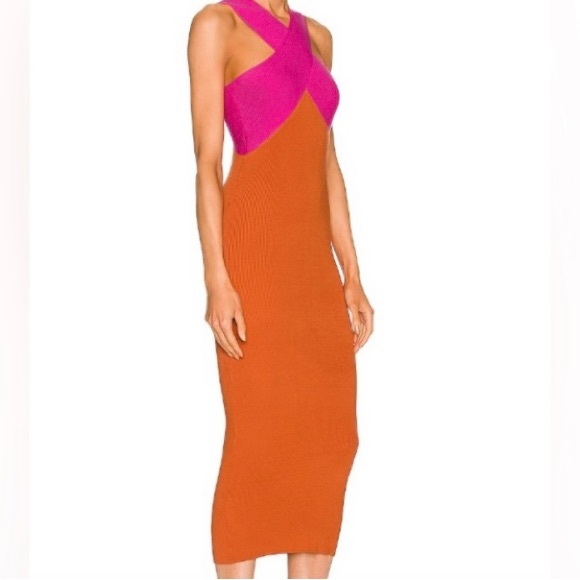 LE SUPERBE Color block Midi Dress - Picture 2 of 7
